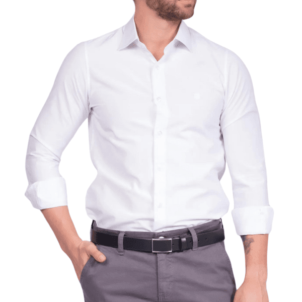 Camisa Social Masculina Manga Longa Branca