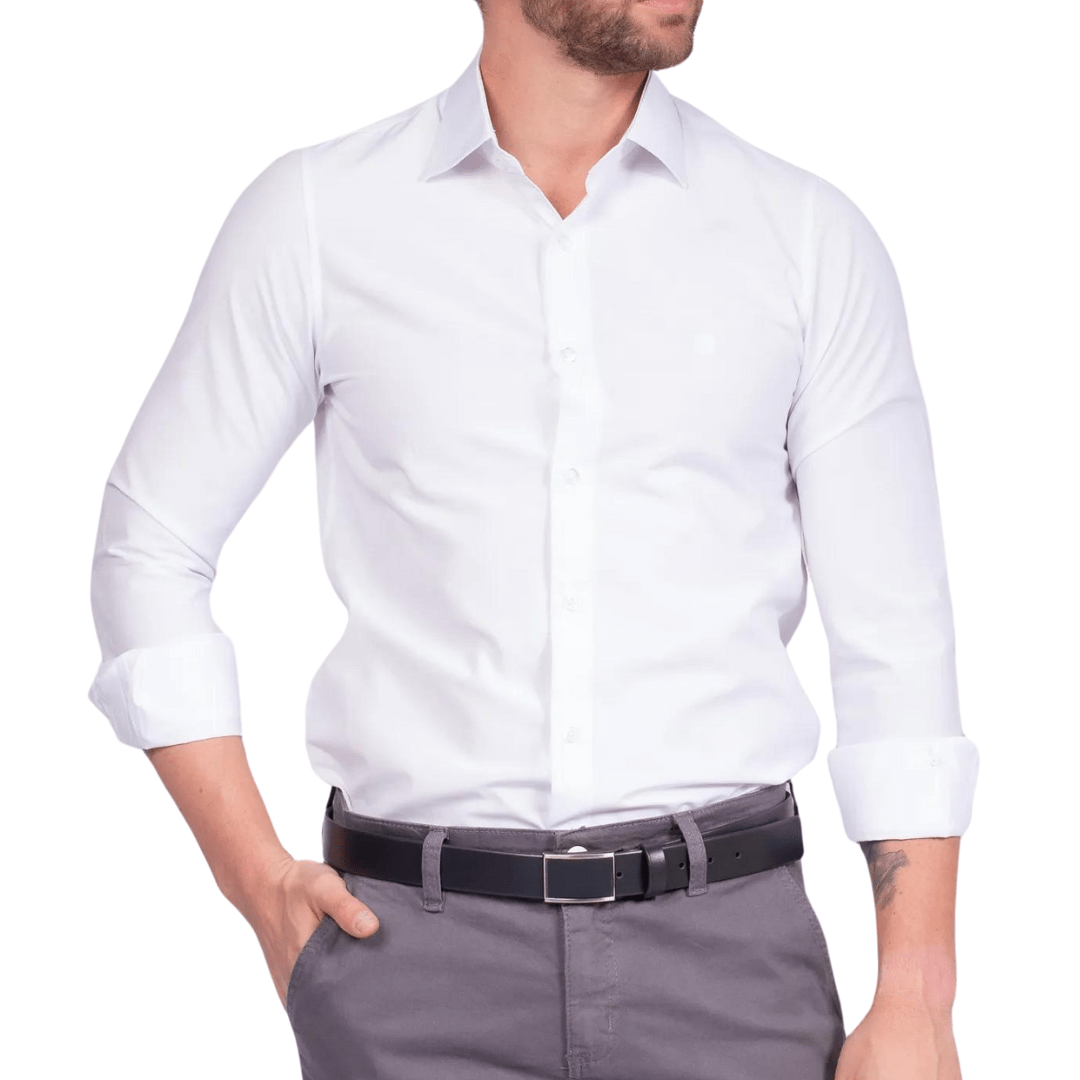 Camisa Social Masculina Manga Longa Branca